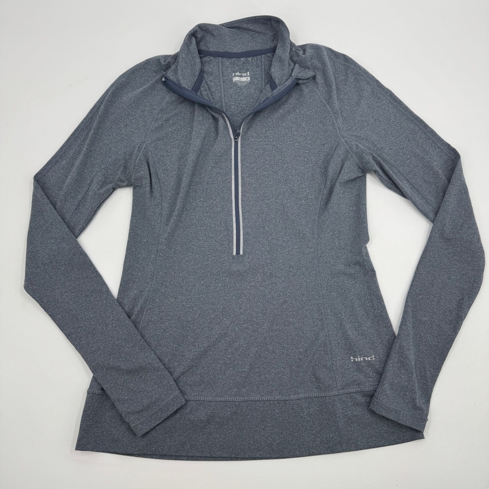 Hind Quarter Zip Pullover Womens Small Gray Heathered Long Sleeve Thumbholes